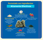 Ingredientes: dl etionina, camote, mezcla de enzimas, espirulina, probioticos p-6