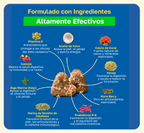 Vitamina e, Aceite de coco, Calcio coral, camote, Hinojo, Alga marina, Kona berry, Probiotico p-6, harina semilla de calabaza 