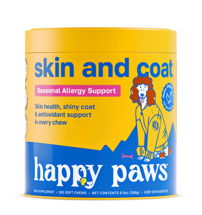 Suplemento Skin & Coat masticable para perros, formulado para mejorar la salud de la piel y el brillo del pelaje
